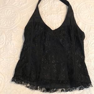 B True Unique Black Lace Corset Top With Staves and Zipper Size M